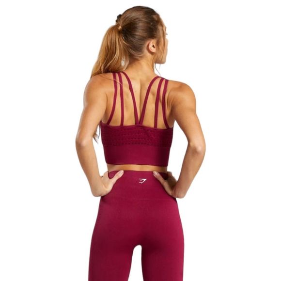 Gymshark Energy Seamless Cropped Leggings in Berry Red women's sz XS - Picture 7 of 15